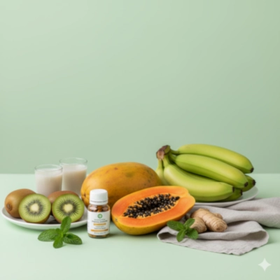 Digestive system diagram showing acupuncture/acupressure points for digestive health